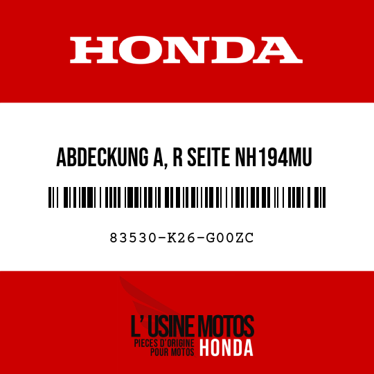 image de 83530-K26-G00ZC ABDECKUNG A, R SEITE NH194MU