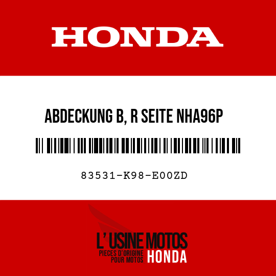 image de 83531-K98-E00ZD ABDECKUNG B, R SEITE NHA96P