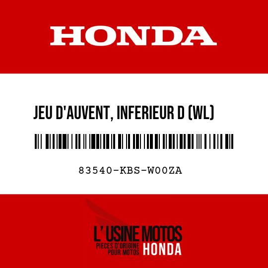 image de 83540-KBS-W00ZA JEU D'AUVENT, INFERIEUR D (WL) TYPE1