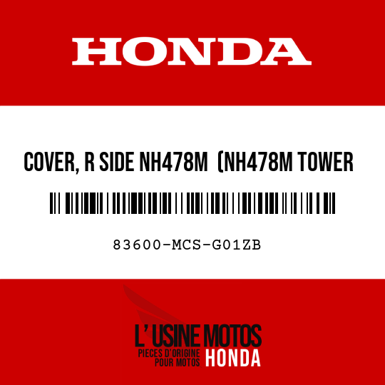 image de 83600-MCS-G01ZB COVER, R SIDE NH478M  (NH478M TOWER SILVER METALLIC)