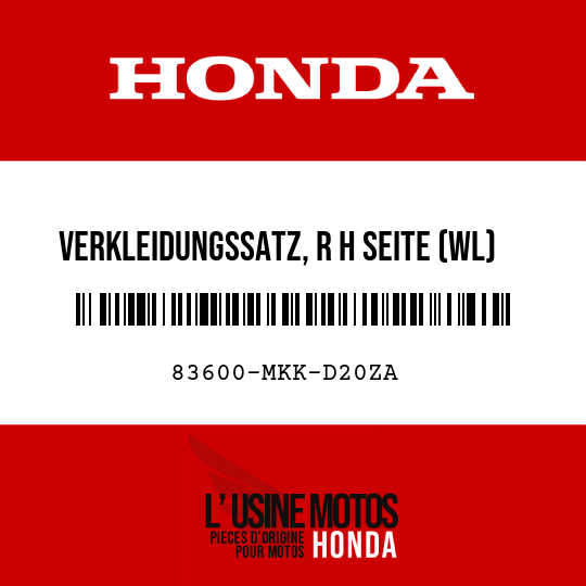 image de 83600-MKK-D20ZA VERKLEIDUNGSSATZ, R H SEITE (WL) TYPE1