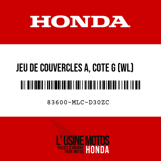 image de 83600-MLC-D30ZC JEU DE COUVERCLES A, COTE G (WL) TYPE1