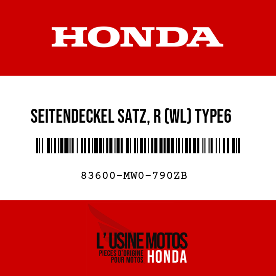 image de 83600-MW0-790ZB SEITENDECKEL SATZ, R (WL) TYPE6 