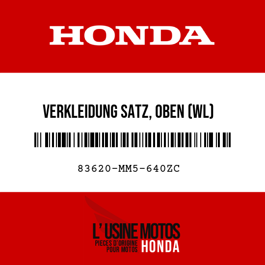 image de 83620-MM5-640ZC VERKLEIDUNG SATZ, OBEN (WL) PB184MU/TYPE8