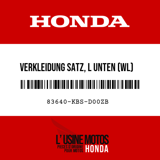 image de 83640-KBS-D00ZB VERKLEIDUNG SATZ, L UNTEN (WL) TYPE2 