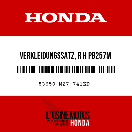 image de 83650-MZ7-741ZD VERKLEIDUNGSSATZ, R H PB257M 