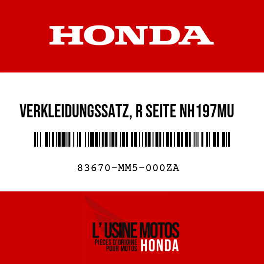 image de 83670-MM5-000ZA VERKLEIDUNGSSATZ, R SEITE NH197MU  (NH197MU KARAKORUM-GRAU-METALLIC-U)