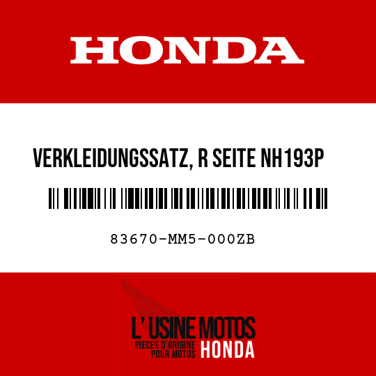 image de 83670-MM5-000ZB VERKLEIDUNGSSATZ, R SEITE NH193P  (NH193P PERL-KRISTALLWEISS)