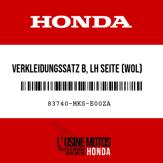 image de 83740-MKS-E00ZA VERKLEIDUNGSSATZ B, LH SEITE (WOL) TYPE1