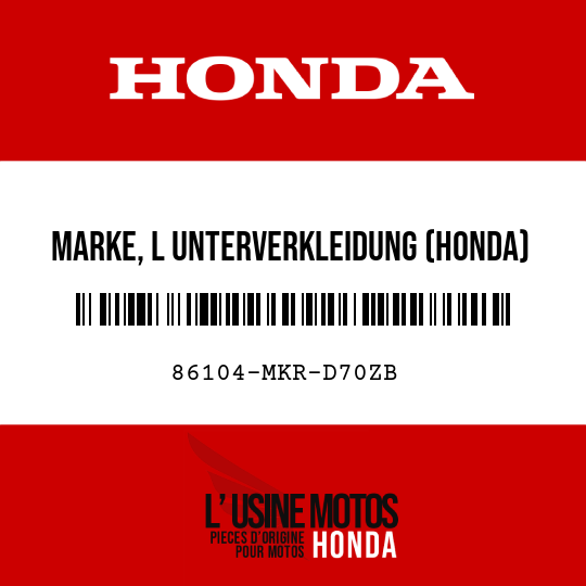 image de 86104-MKR-D70ZB MARKE, L UNTERVERKLEIDUNG (HONDA) TYPE1