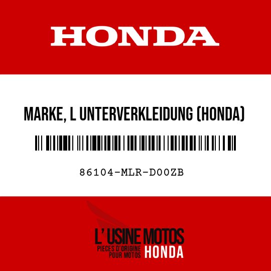 image de 86104-MLR-D00ZB MARKE, L UNTERVERKLEIDUNG (HONDA) TYPE1 (TYPE1 )