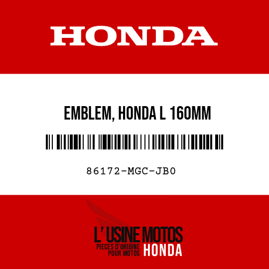 image de 86172-MGC-JB0 EMBLEM, HONDA L 160MM