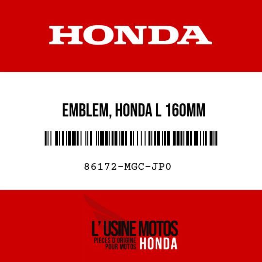 image de 86172-MGC-JP0 EMBLEM, HONDA L 160MM
