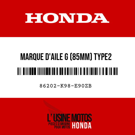 image de 86202-K98-E90ZB MARQUE D'AILE G (85MM) TYPE2