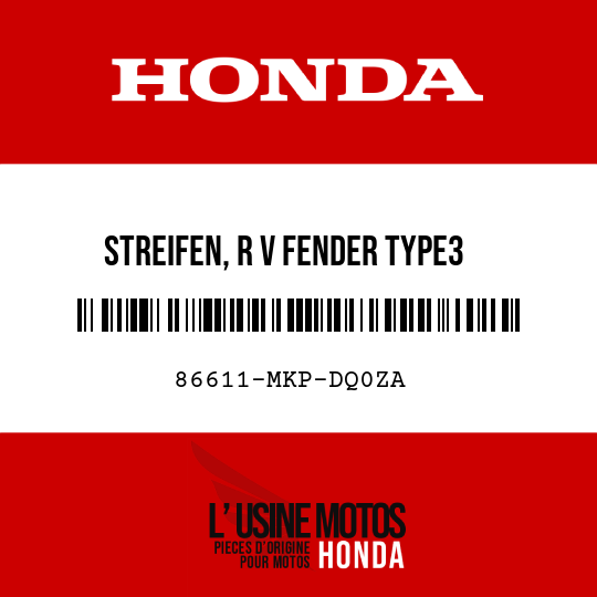 image de 86611-MKP-DQ0ZA STREIFEN, R V FENDER TYPE3