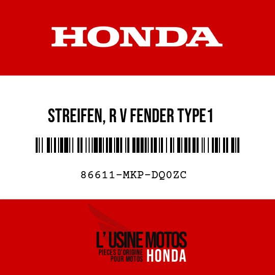 image de 86611-MKP-DQ0ZC STREIFEN, R V FENDER TYPE1