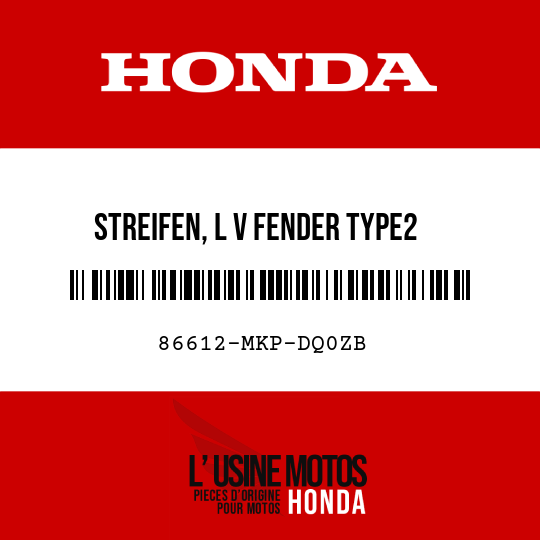 image de 86612-MKP-DQ0ZB STREIFEN, L V FENDER TYPE2