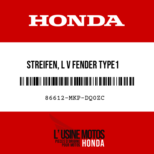 image de 86612-MKP-DQ0ZC STREIFEN, L V FENDER TYPE1