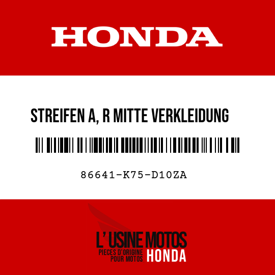 image de 86641-K75-D10ZA STREIFEN A, R MITTE VERKLEIDUNG (CBR300R) TYPE1