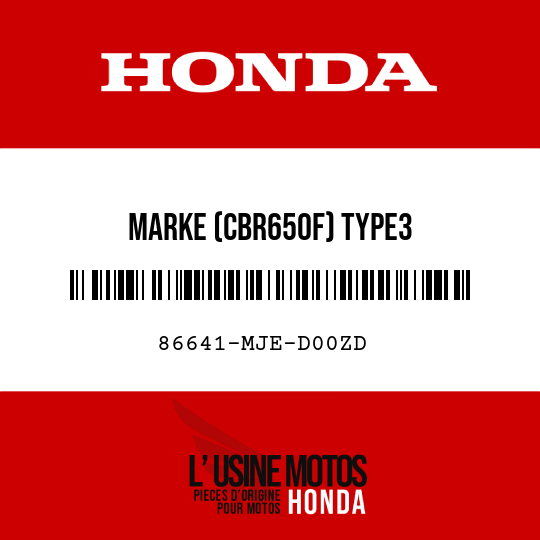 image de 86641-MJE-D00ZD MARKE (CBR650F) TYPE3
