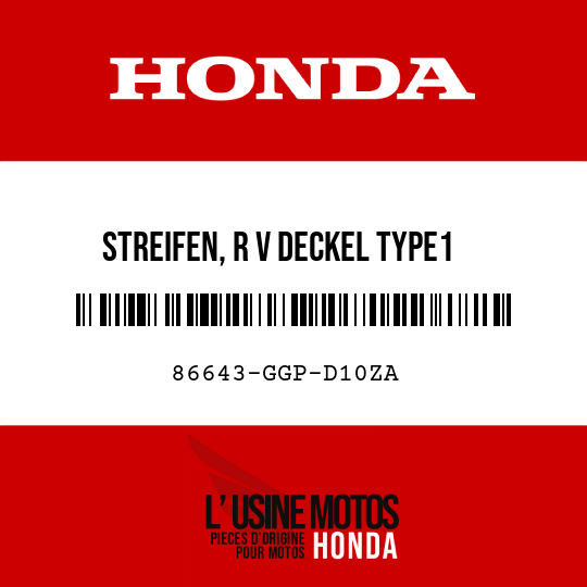 image de 86643-GGP-D10ZA STREIFEN, R V DECKEL TYPE1