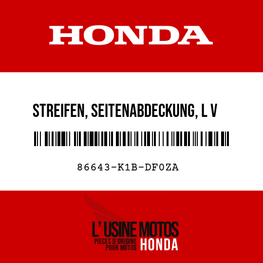 image de 86643-K1B-DF0ZA STREIFEN, SEITENABDECKUNG, L V TYPE1 (TYPE1 )