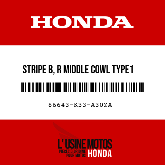 image de 86643-K33-A30ZA STRIPE B, R MIDDLE COWL TYPE1 (TYPE1 )