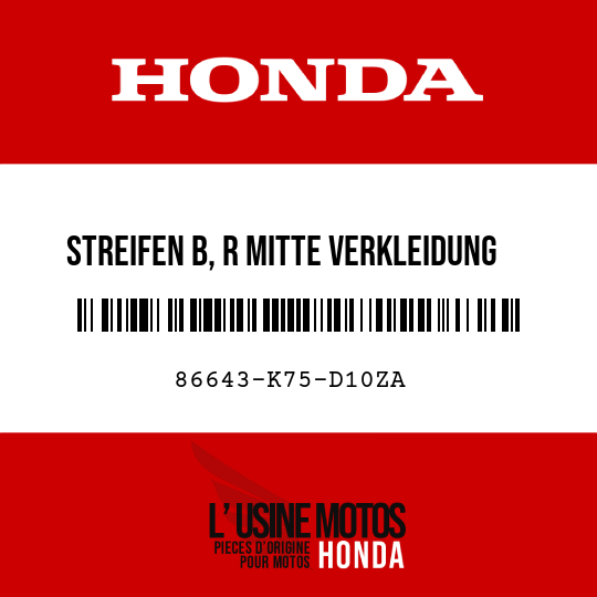 image de 86643-K75-D10ZA STREIFEN B, R MITTE VERKLEIDUNG TYPE1