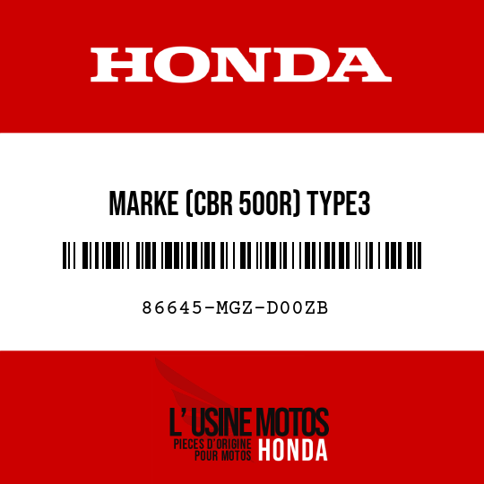 image de 86645-MGZ-D00ZB MARKE (CBR 500R) TYPE3
