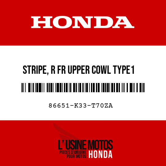 image de 86651-K33-T70ZA STRIPE, R FR UPPER COWL TYPE1 (TYPE1 )