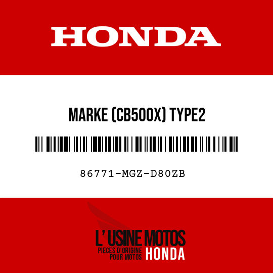 image de 86771-MGZ-D80ZB MARKE (CB500X) TYPE2