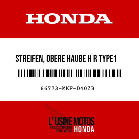image de 86773-MKF-D40ZB STREIFEN, OBERE HAUBE H R TYPE1