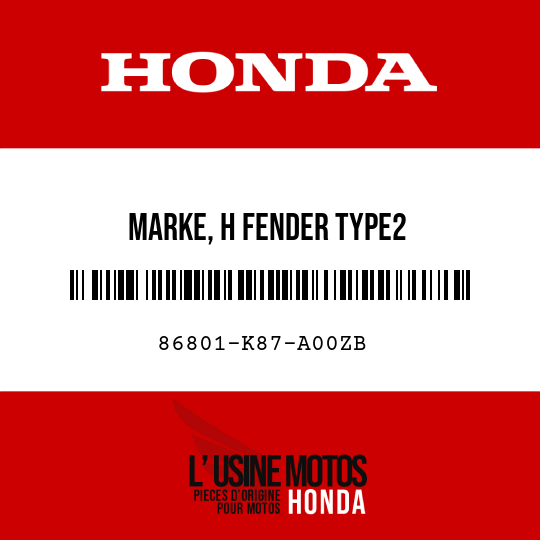 image de 86801-K87-A00ZB MARKE, H FENDER TYPE2