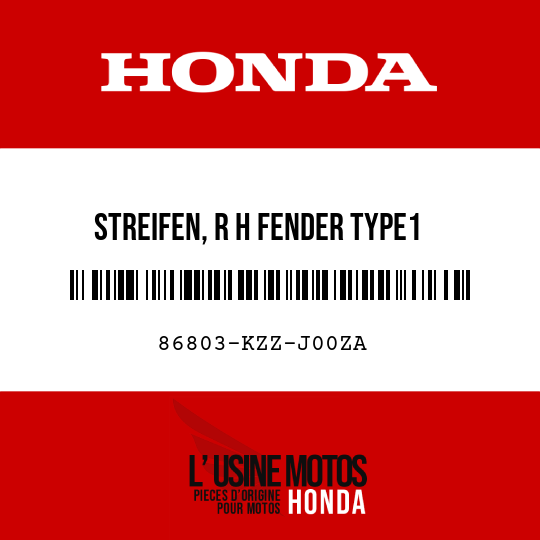 image de 86803-KZZ-J00ZA STREIFEN, R H FENDER TYPE1