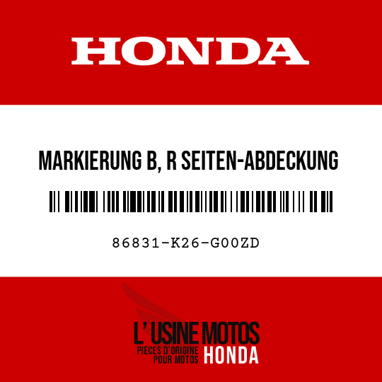 image de 86831-K26-G00ZD MARKIERUNG B, R SEITEN-ABDECKUNG TYPE1