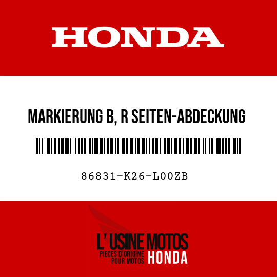 image de 86831-K26-L00ZB MARKIERUNG B, R SEITEN-ABDECKUNG TYPE2