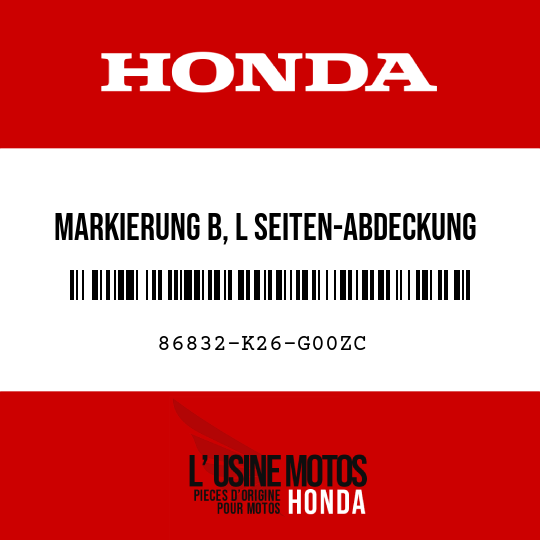 image de 86832-K26-G00ZC MARKIERUNG B, L SEITEN-ABDECKUNG TYPE2