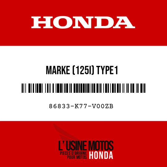image de 86833-K77-V00ZB MARKE (125I) TYPE1