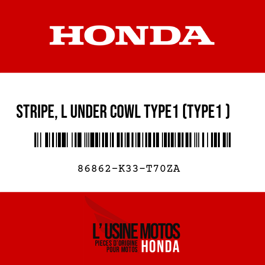 image de 86862-K33-T70ZA STRIPE, L UNDER COWL TYPE1 (TYPE1 )