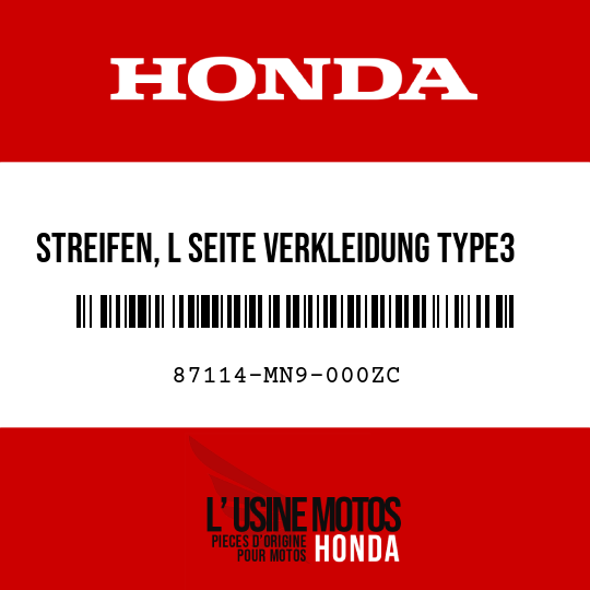 image de 87114-MN9-000ZC STREIFEN, L SEITE VERKLEIDUNG TYPE3 