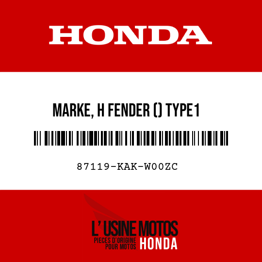 image de 87119-KAK-W00ZC MARKE, H FENDER () TYPE1