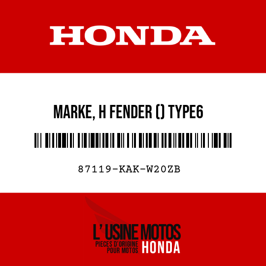 image de 87119-KAK-W20ZB MARKE, H FENDER () TYPE6
