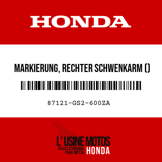 image de 87121-GS2-600ZA MARKIERUNG, RECHTER SCHWENKARM () TYPE1
