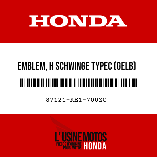 image de 87121-KE1-700ZC EMBLEM, H SCHWINGE TYPEC (GELB)