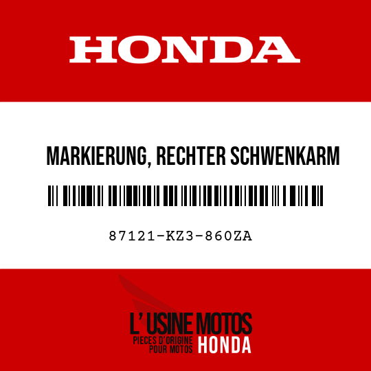 image de 87121-KZ3-860ZA MARKIERUNG, RECHTER SCHWENKARM TYPE1