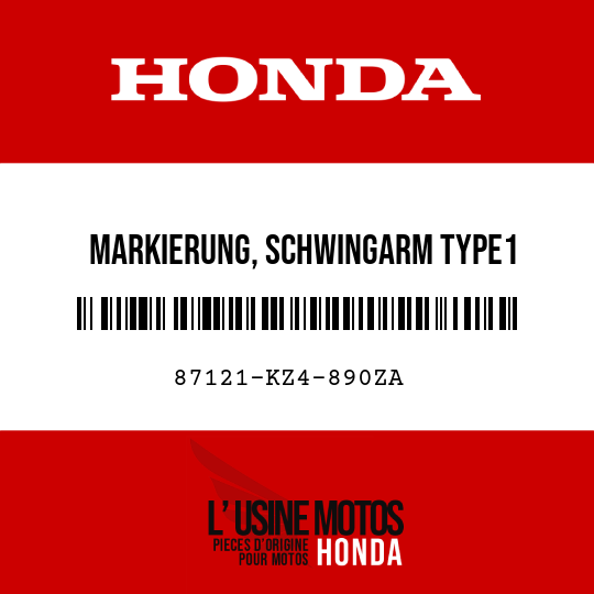 image de 87121-KZ4-890ZA MARKIERUNG, SCHWINGARM TYPE1