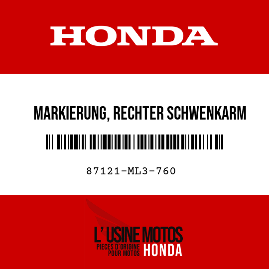 image de 87121-ML3-760 MARKIERUNG, RECHTER SCHWENKARM