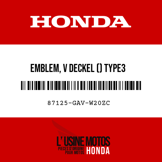 image de 87125-GAV-W20ZC EMBLEM, V DECKEL () TYPE3