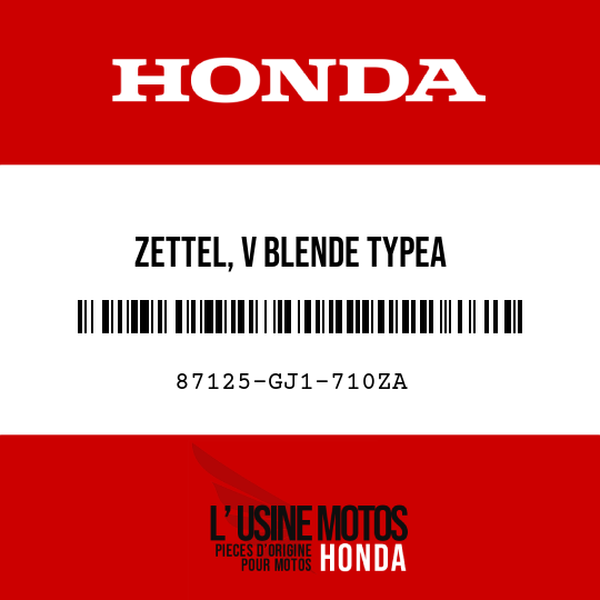 image de 87125-GJ1-710ZA ZETTEL, V BLENDE TYPEA 