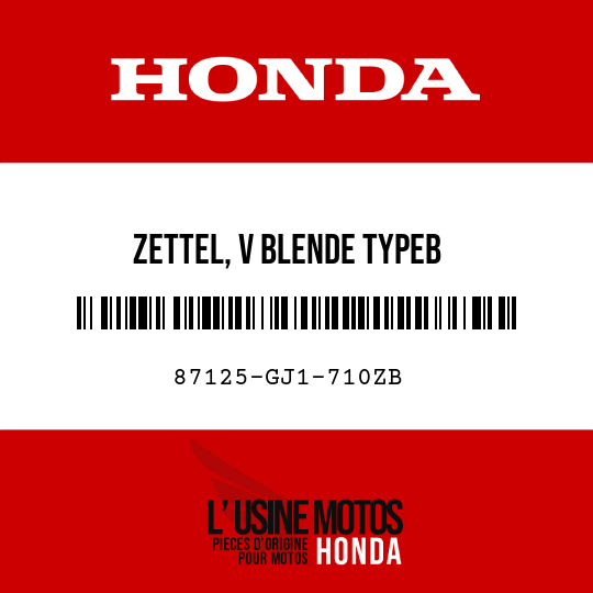 image de 87125-GJ1-710ZB ZETTEL, V BLENDE TYPEB 